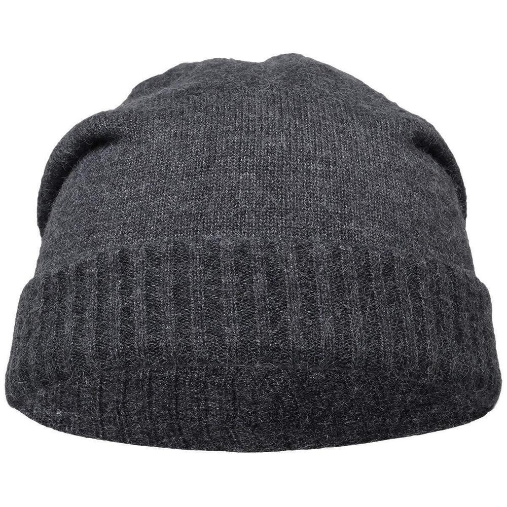 9164 Cuffed Beanie Hats ,Warm Stretchy Ski Hat Knitted Slouchy Cap,Grey